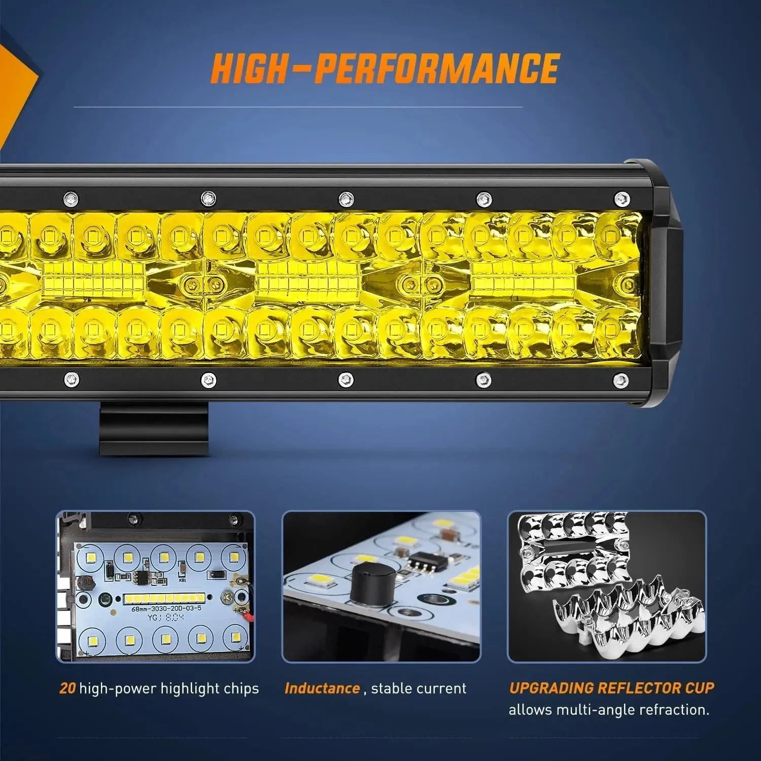 12 Inch 240W Triple Row Spot/Flood Amber LED Light Bar Kit | 16AWG Wire 3Pin Switch