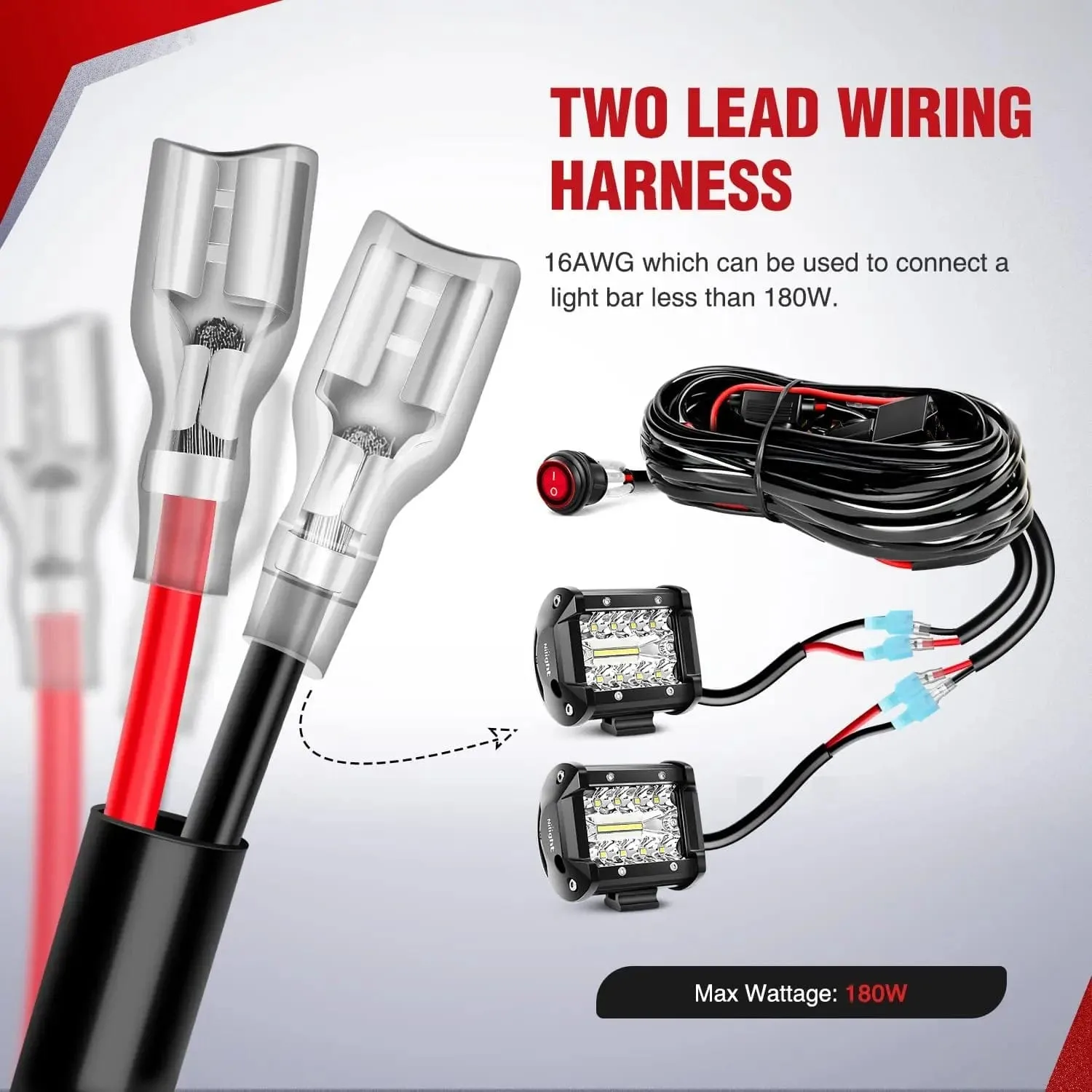 12 Inch 240W Triple Row Spot/Flood Amber LED Light Bar Kit | 16AWG Wire 3Pin Switch