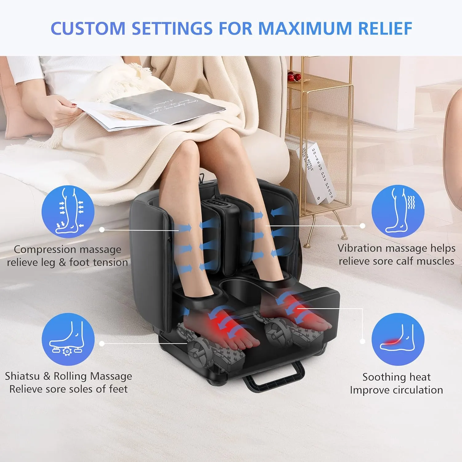 2 in 1 Foot Massager Machine & Ottoman Rest