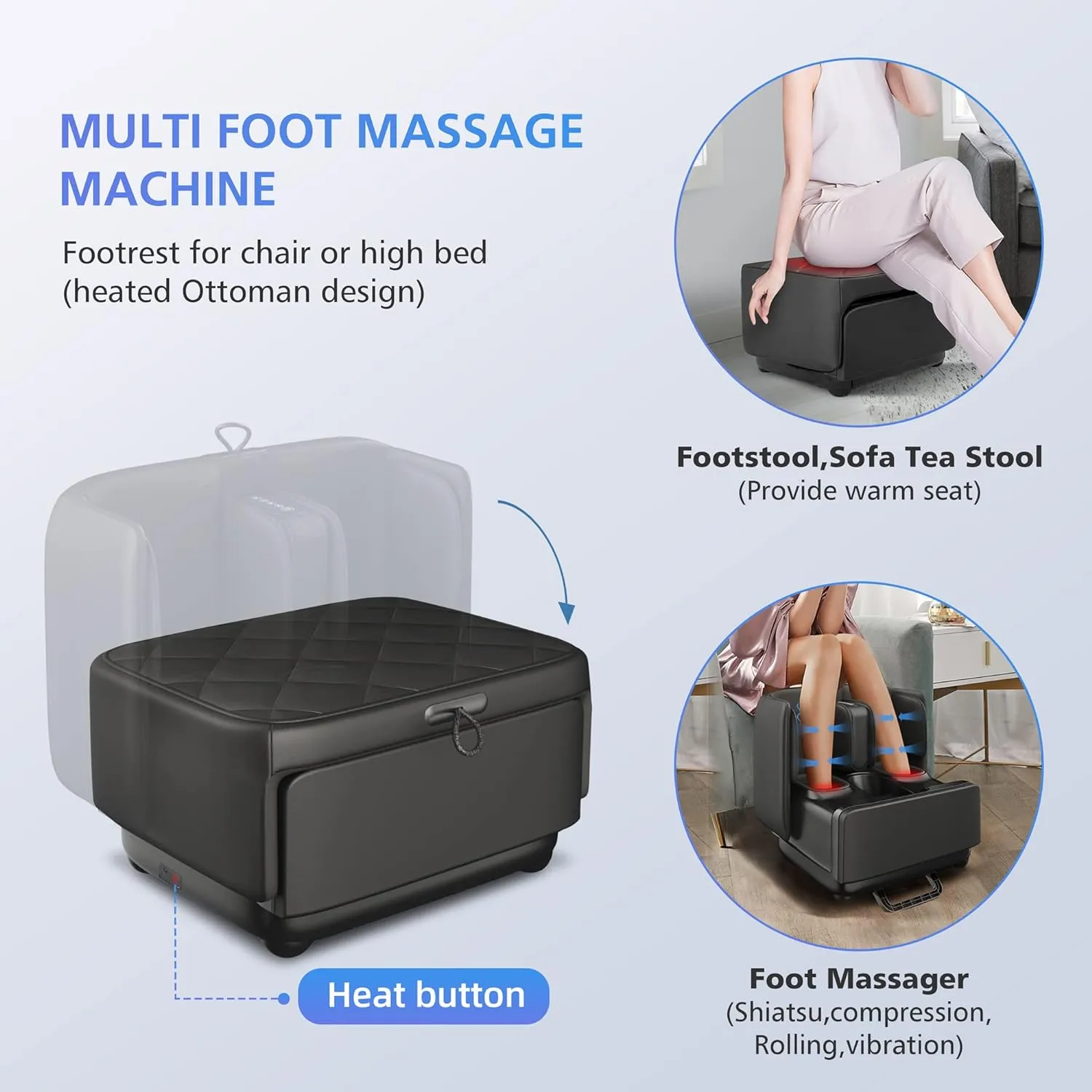 2 in 1 Foot Massager Machine & Ottoman Rest