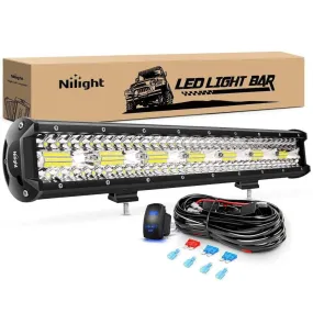 20 Inch 420W 42000LM Triple Row Spot Flood LED Light Bar | 16AWG Wire 5Pin Switch