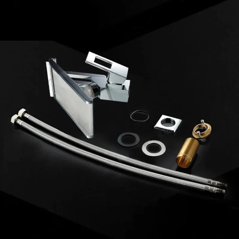 3 Color Changing LED Temperature Sensor Waterfall Basin Faucet