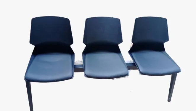 3 Seater PVC Bench with Leather Cushion-Black