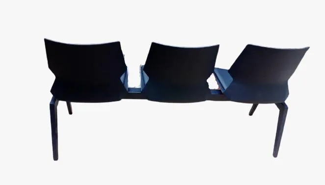 3 Seater PVC Bench with Leather Cushion-Black