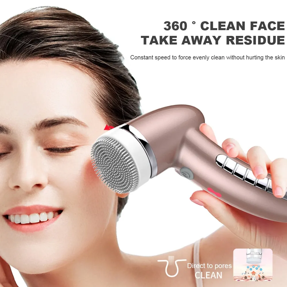 360 Degree Rotation Mini Face Cleanser Brush - Deep Pore Cleansing   Face Massage