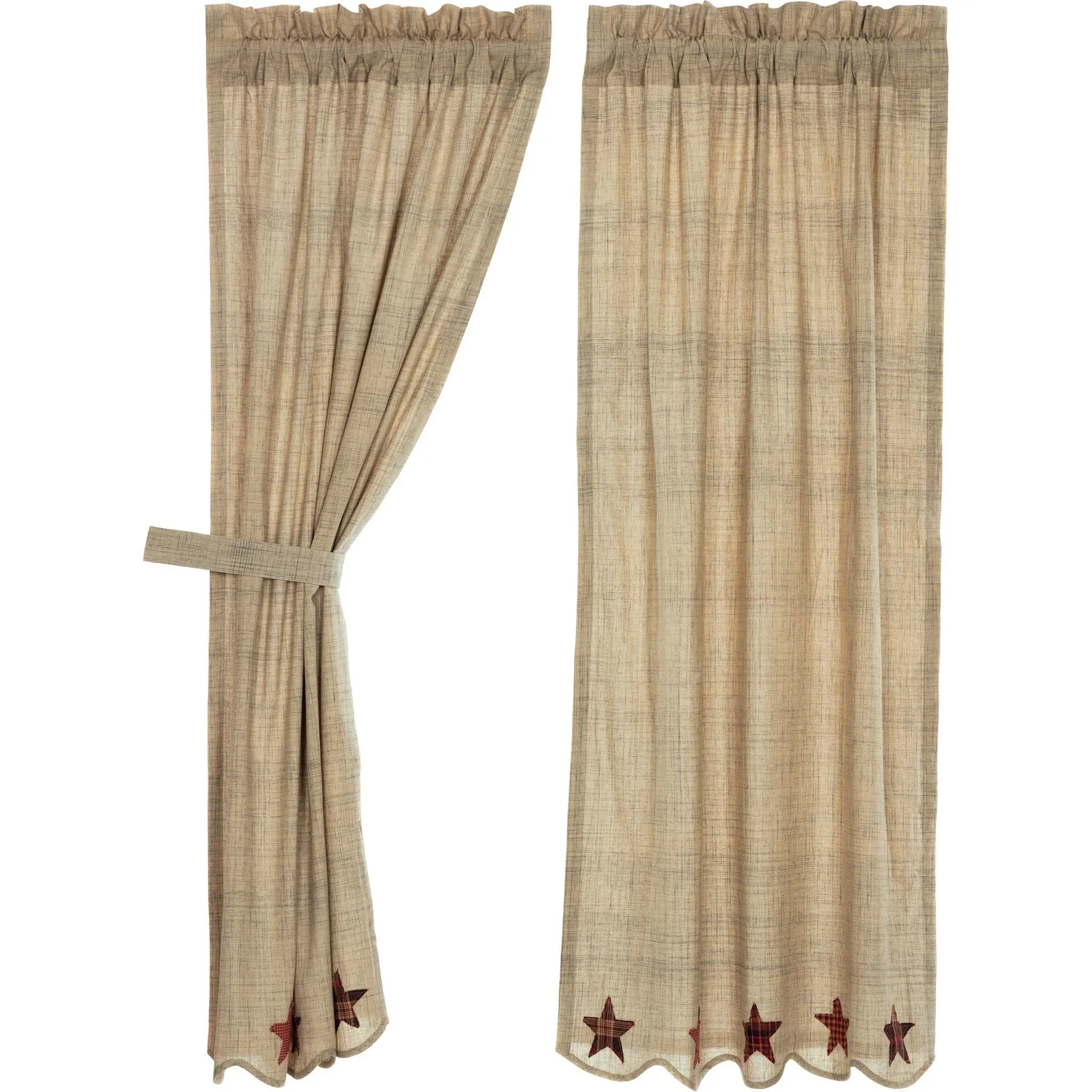 Abilene Star Scalloped Lined Short Panel Curtains 63"