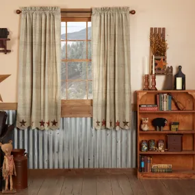 Abilene Star Scalloped Lined Short Panel Curtains 63"