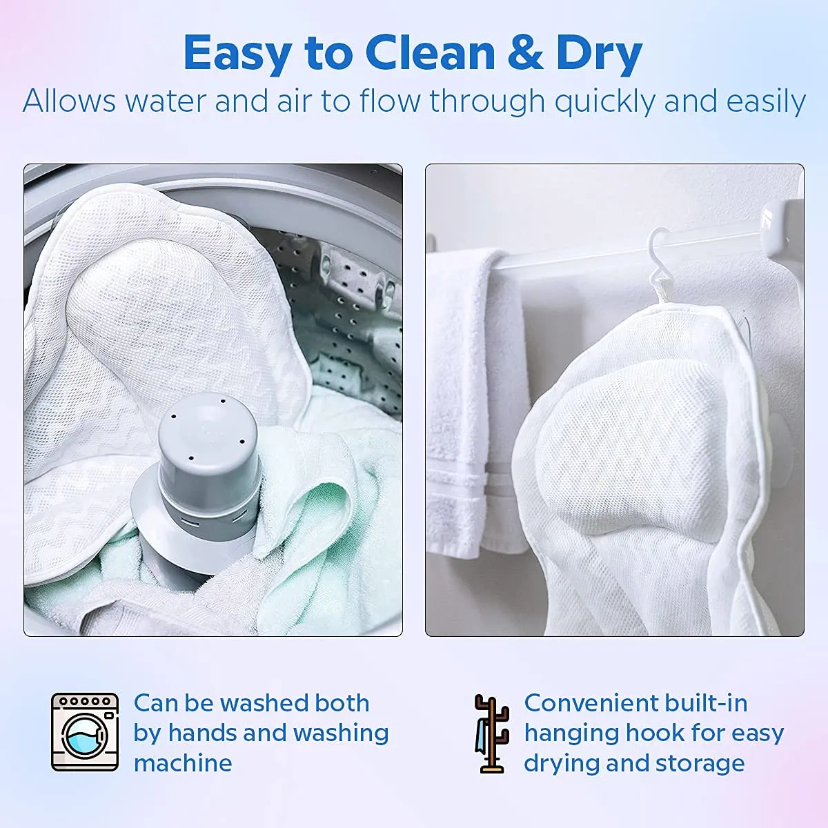ADOV Bath Pillow, Non-Slip Comfortable Luxury Bathtub Pillow with 6 Suction Cups, Ergonomic 3D Air Mesh Headrest Cushion for Head, Shoulder, Neck and Back Support Relaxation Home Spa Hot Tub Jacuzzi