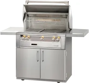 Alfresco ALXE-36C-NG 36 Inch Freestanding Grill with 660 sq. in. Grilling Surface, Three 27,500 BTU Burners, Integrated Rotisserie, Smoker and Herb Infuser System, Nickel-Plated Control Knobs and Stainless Steel Grates: Natural Gas