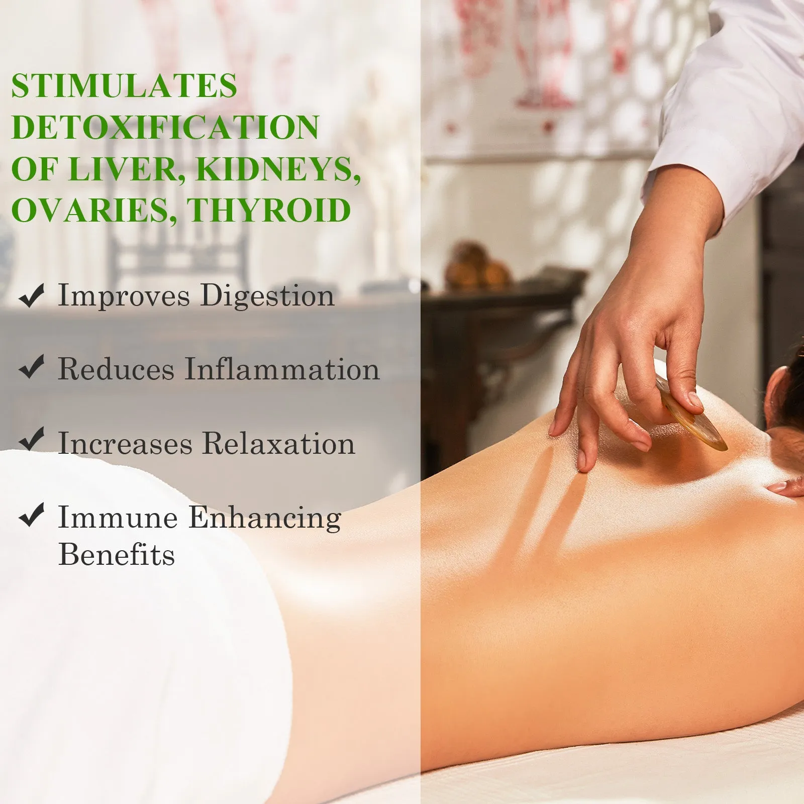 Aliver Gua Sha Tool (Green)   60ml Black Castor Massage Oil for Body