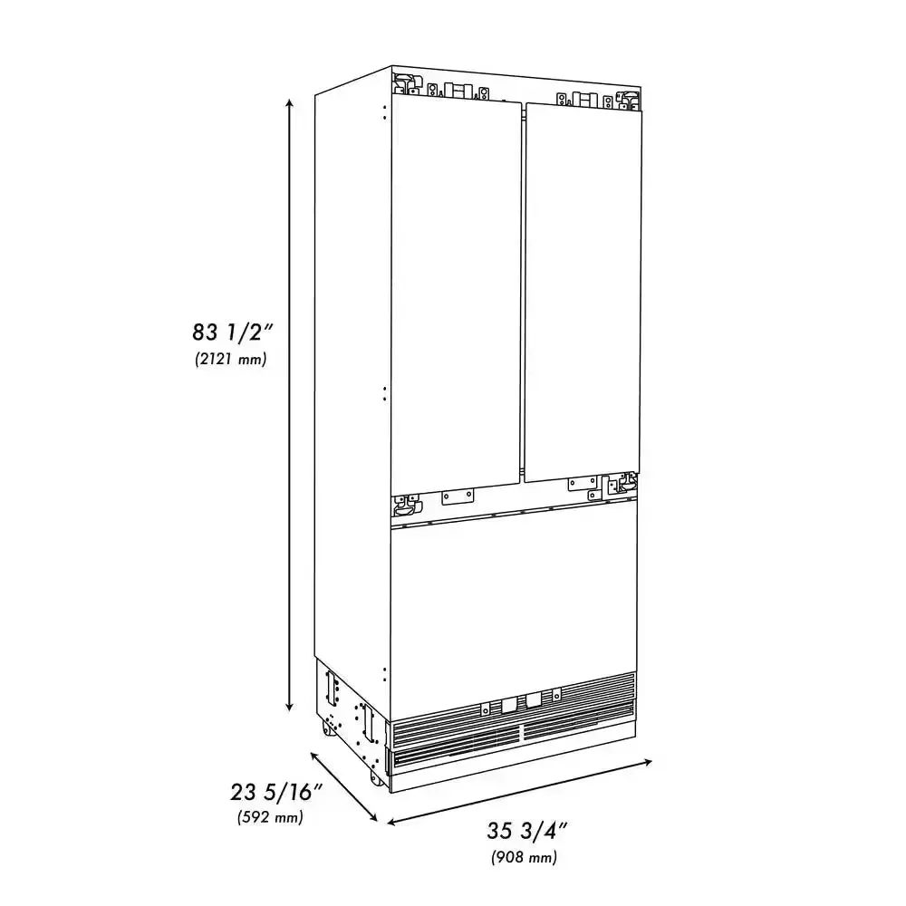 Autograph Edition 36 In. 3-Door Panel Ready French Door Refrigerator W/ Ice and Water Dispenser and Matte Black Handle