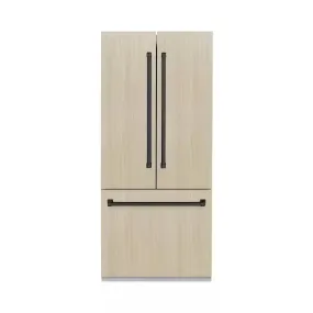 Autograph Edition 36 In. 3-Door Panel Ready French Door Refrigerator W/ Ice and Water Dispenser and Matte Black Handle