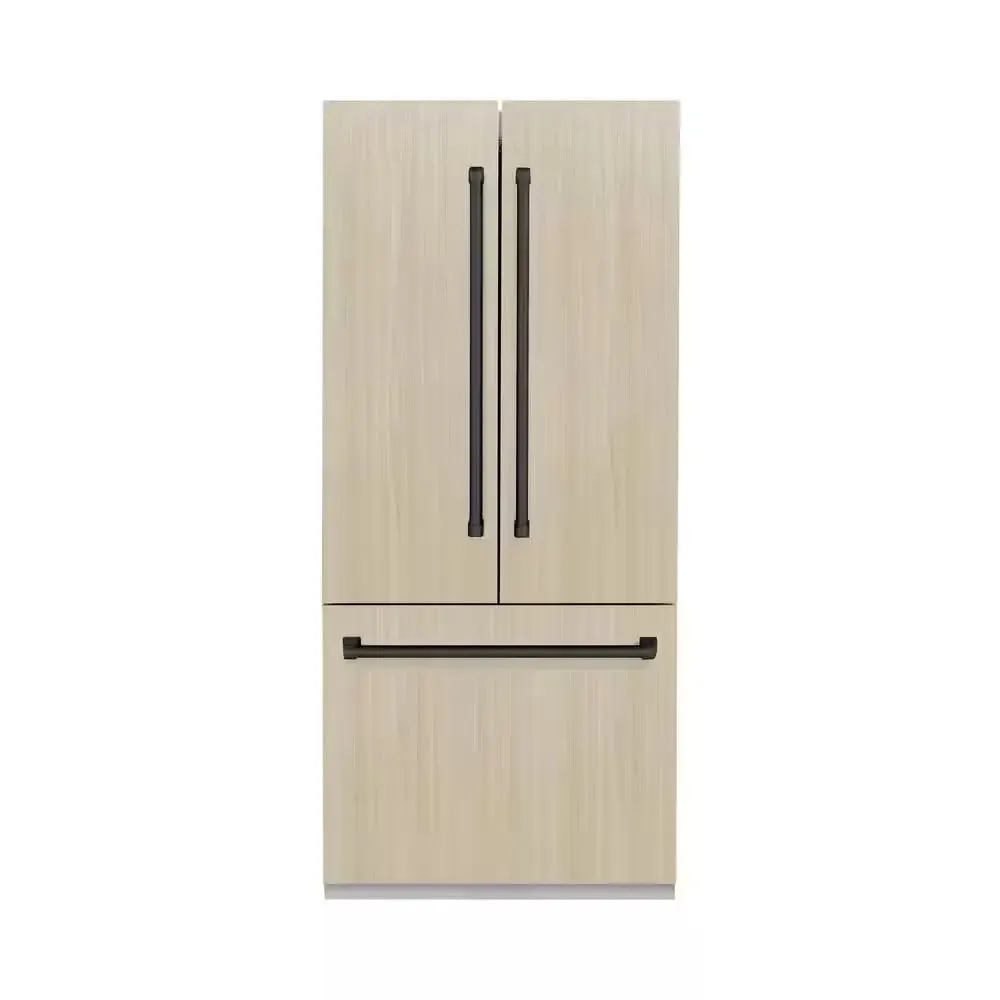 Autograph Edition 36 In. 3-Door Panel Ready French Door Refrigerator W/ Ice and Water Dispenser and Matte Black Handle