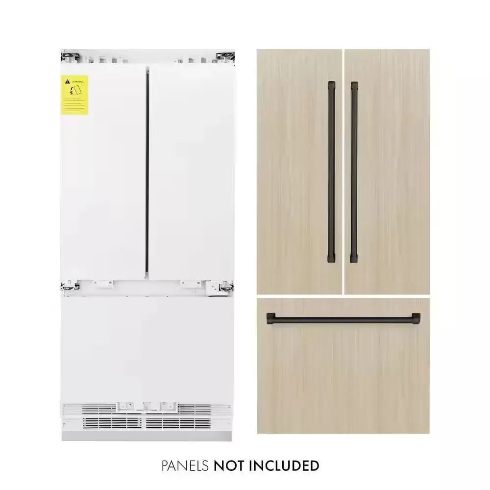 Autograph Edition 36 In. 3-Door Panel Ready French Door Refrigerator W/ Ice and Water Dispenser and Matte Black Handle