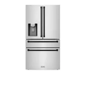 Autograph Edition 36 In. 4-Door French Door Refrigerator with Ice & Water Dispenser in Stainless Steel & Matte Black