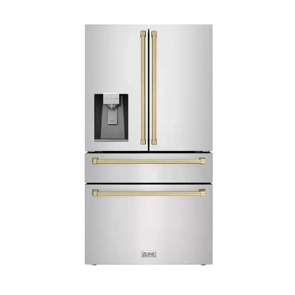 Autograph Edition 36 In. 4-Door French Door Refrigerator with Ice & Water Dispenser in Stainless Steel & Matte Black