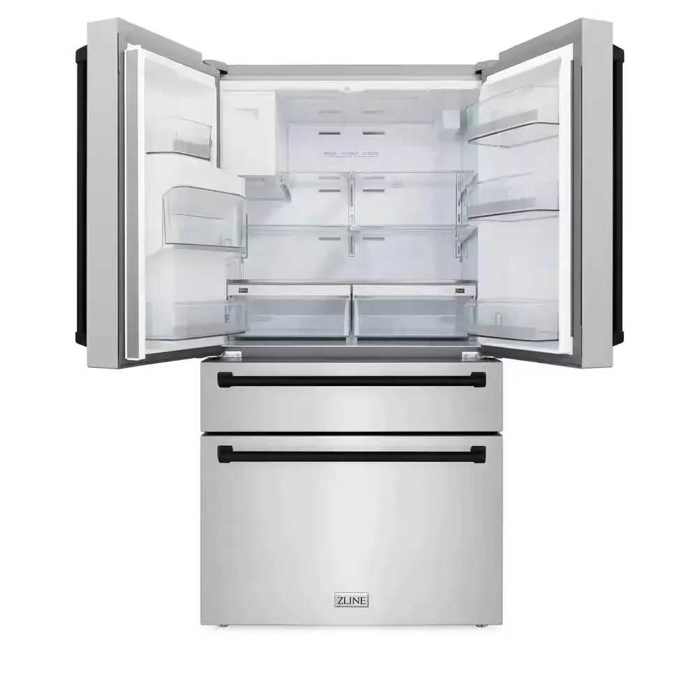 Autograph Edition 36 In. 4-Door French Door Refrigerator with Ice & Water Dispenser in Stainless Steel & Matte Black