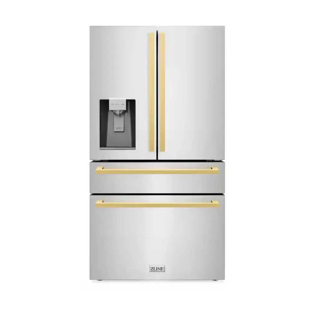 Autograph Edition 36 In. 4-Door French Door Refrigerator with Ice & Water Dispenser in Stainless Steel & Matte Black
