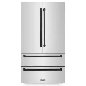 Autograph Edition 36 In. 4-Door French Door Refrigerator with Internal Ice Maker in Stainless Steel & Matte Black