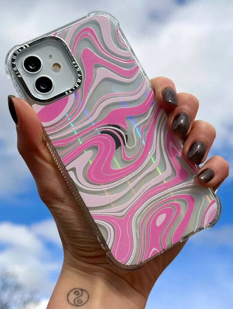 Baby Pink Swirl Holo Shock iPhone Case