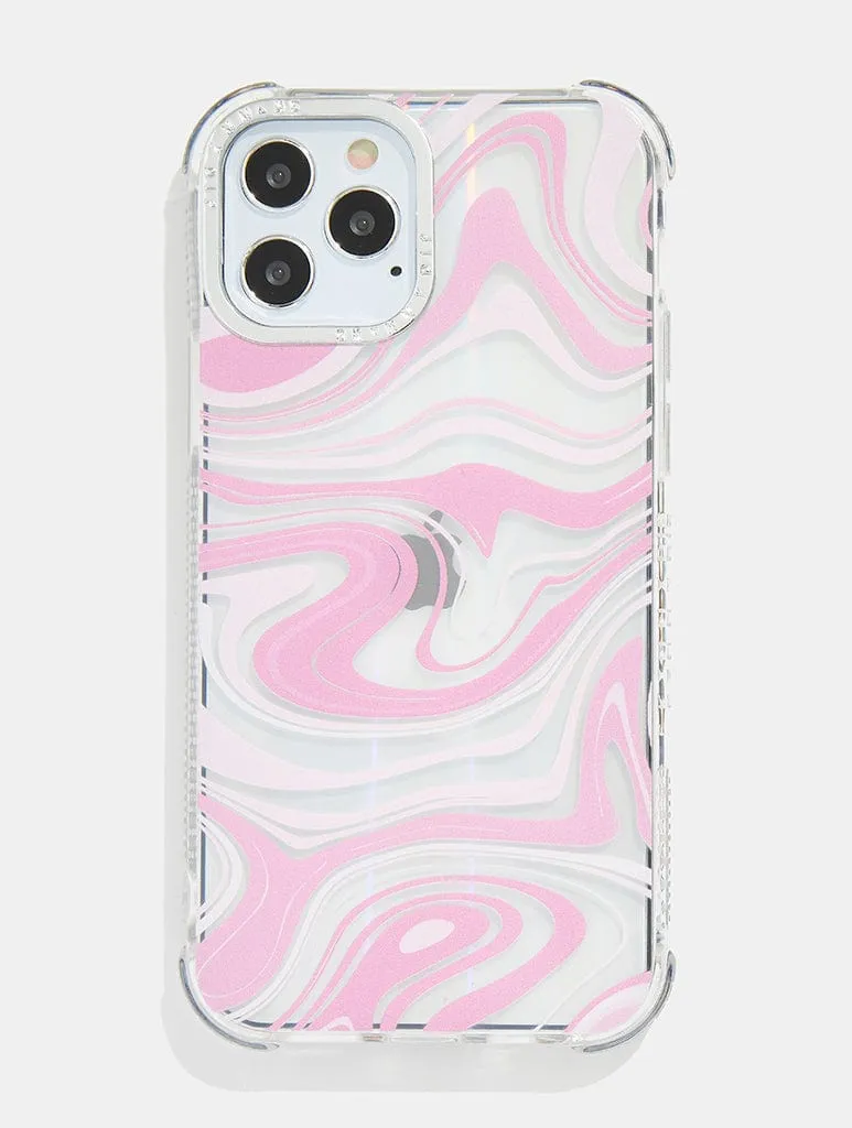 Baby Pink Swirl Holo Shock iPhone Case