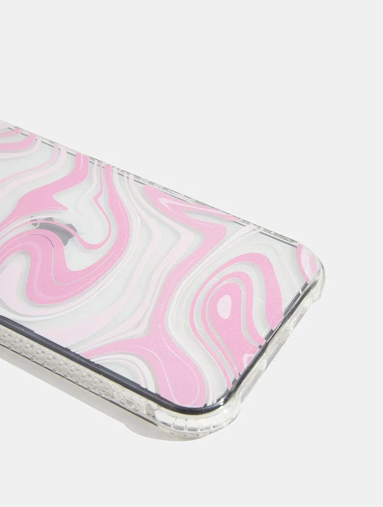 Baby Pink Swirl Holo Shock iPhone Case