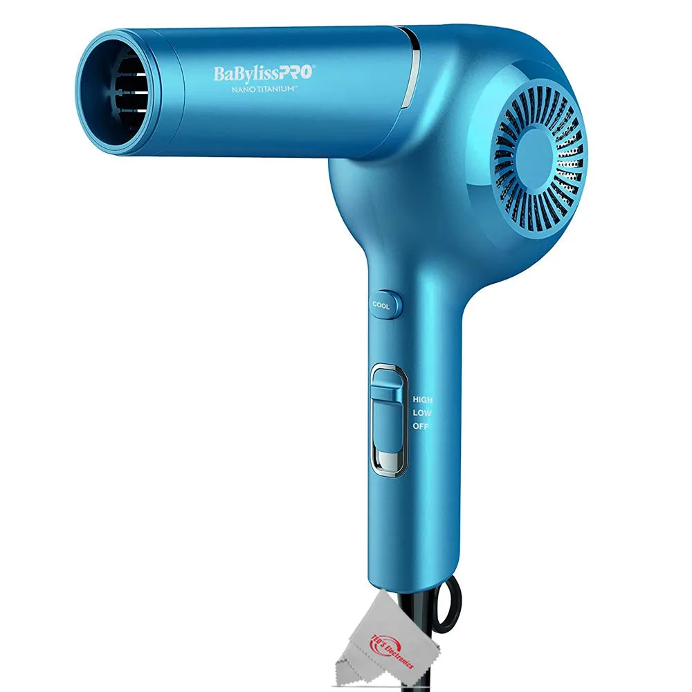 BaByliss Pro Nano Titanium 1" Ultra-Thin Straightener & Professional Pistol-Grip Hair Dryer with Conair Pro Ceramic Tools Large Round Brush 2½"