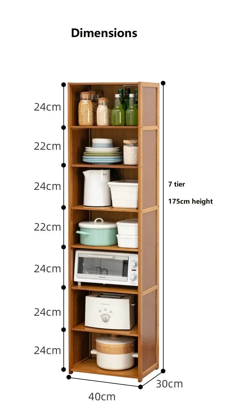 Bamboo Shelf Narrow Tall Corner Shelf Organizer Display Shelf Small Space Storage Shelf BSO06