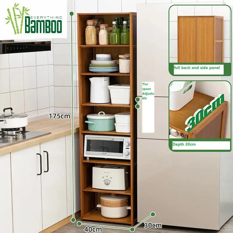 Bamboo Shelf Narrow Tall Corner Shelf Organizer Display Shelf Small Space Storage Shelf BSO06