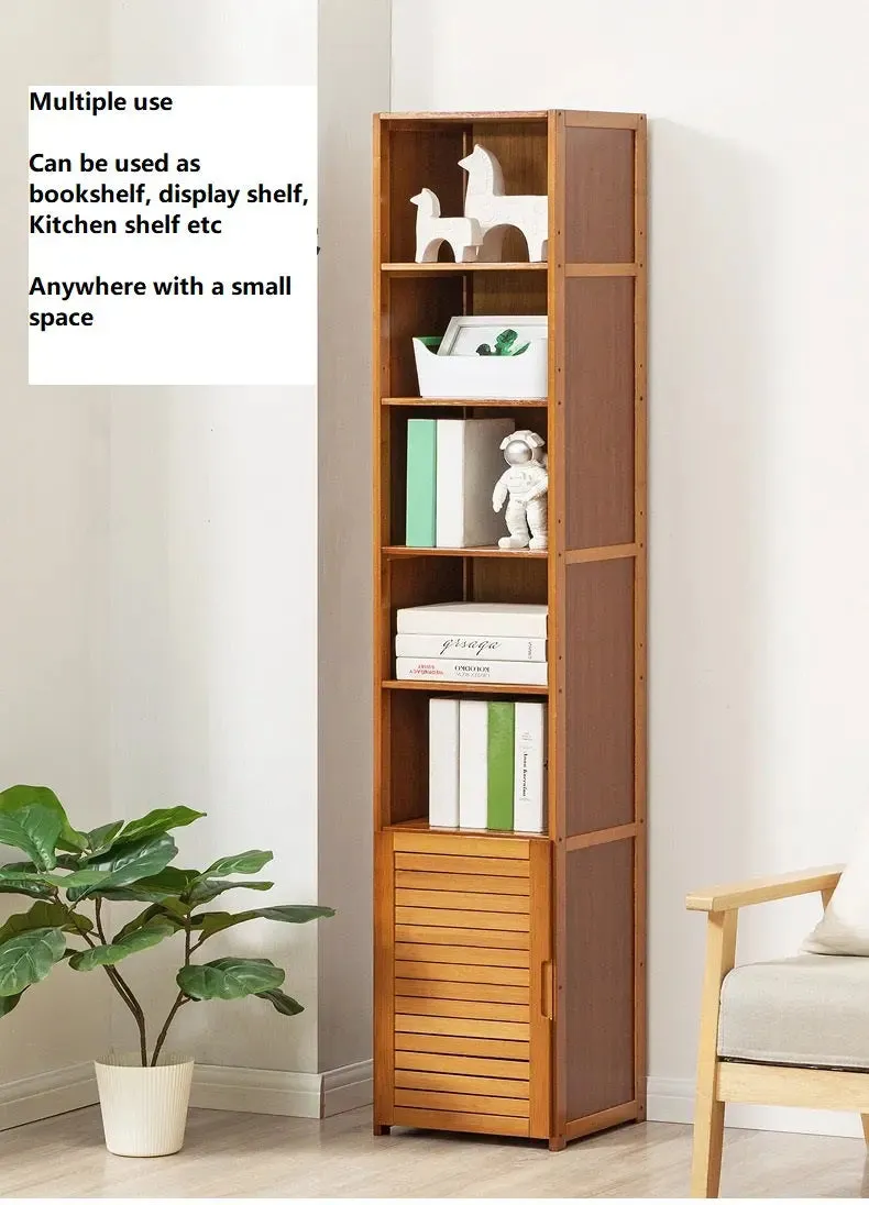 Bamboo Shelf Narrow Tall Corner Shelf Organizer Display Shelf Small Space Storage Shelf BSO06