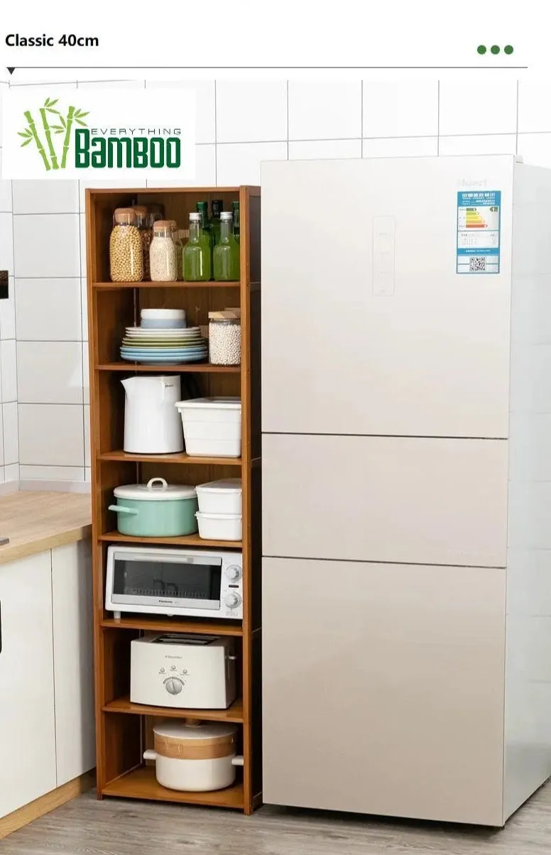 Bamboo Shelf Narrow Tall Corner Shelf Organizer Display Shelf Small Space Storage Shelf BSO06