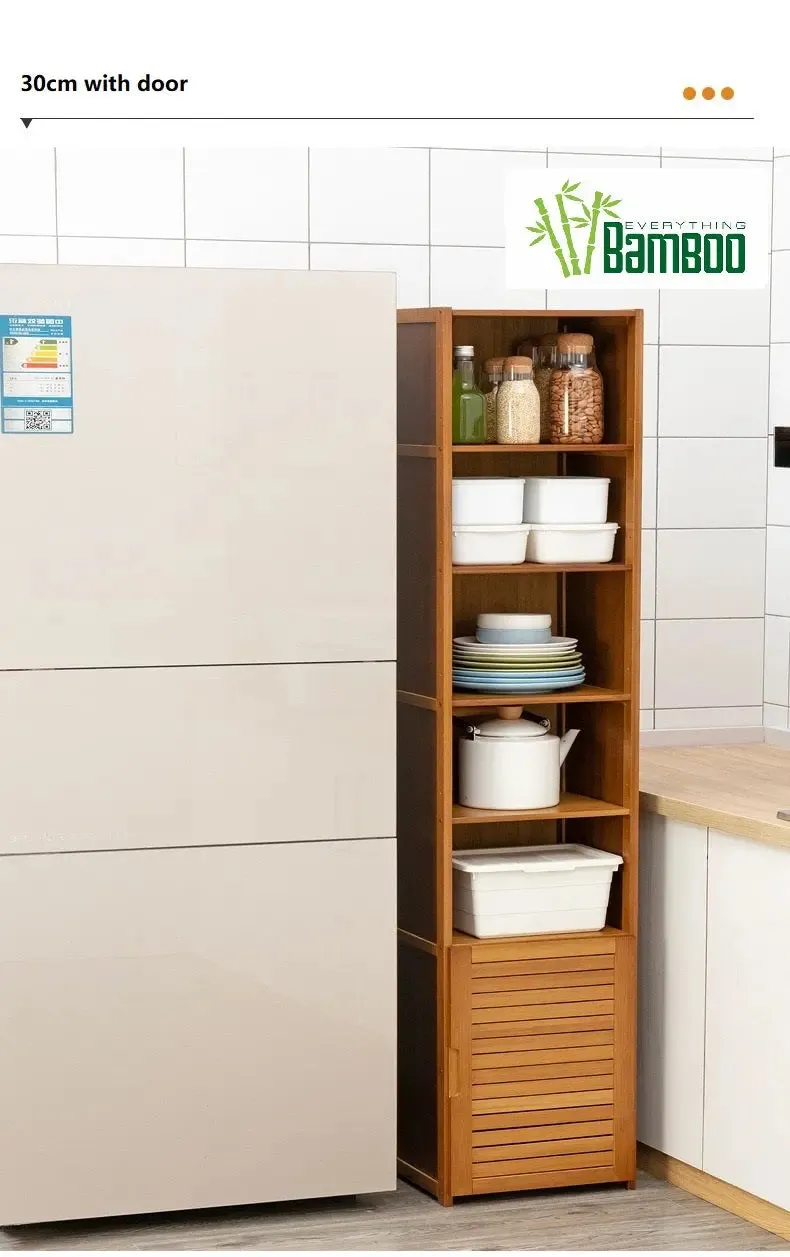Bamboo Shelf Narrow Tall Corner Shelf Organizer Display Shelf Small Space Storage Shelf BSO06