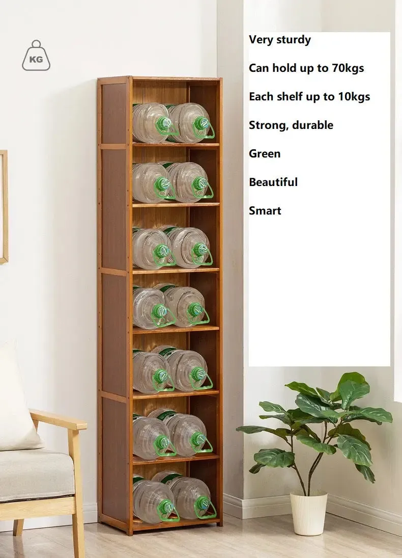 Bamboo Shelf Narrow Tall Corner Shelf Organizer Display Shelf Small Space Storage Shelf BSO06