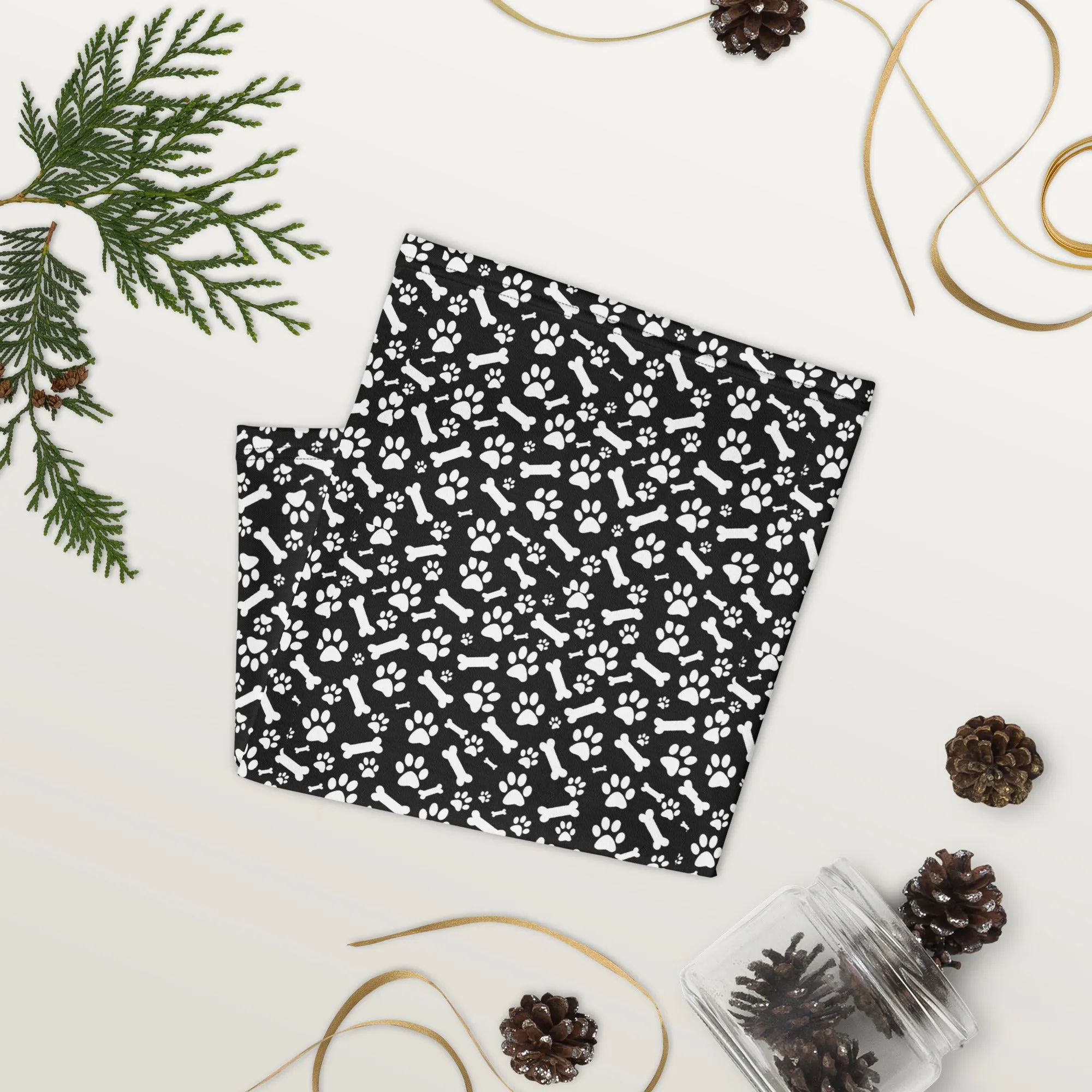 Black and White Paws Neck Gaiter