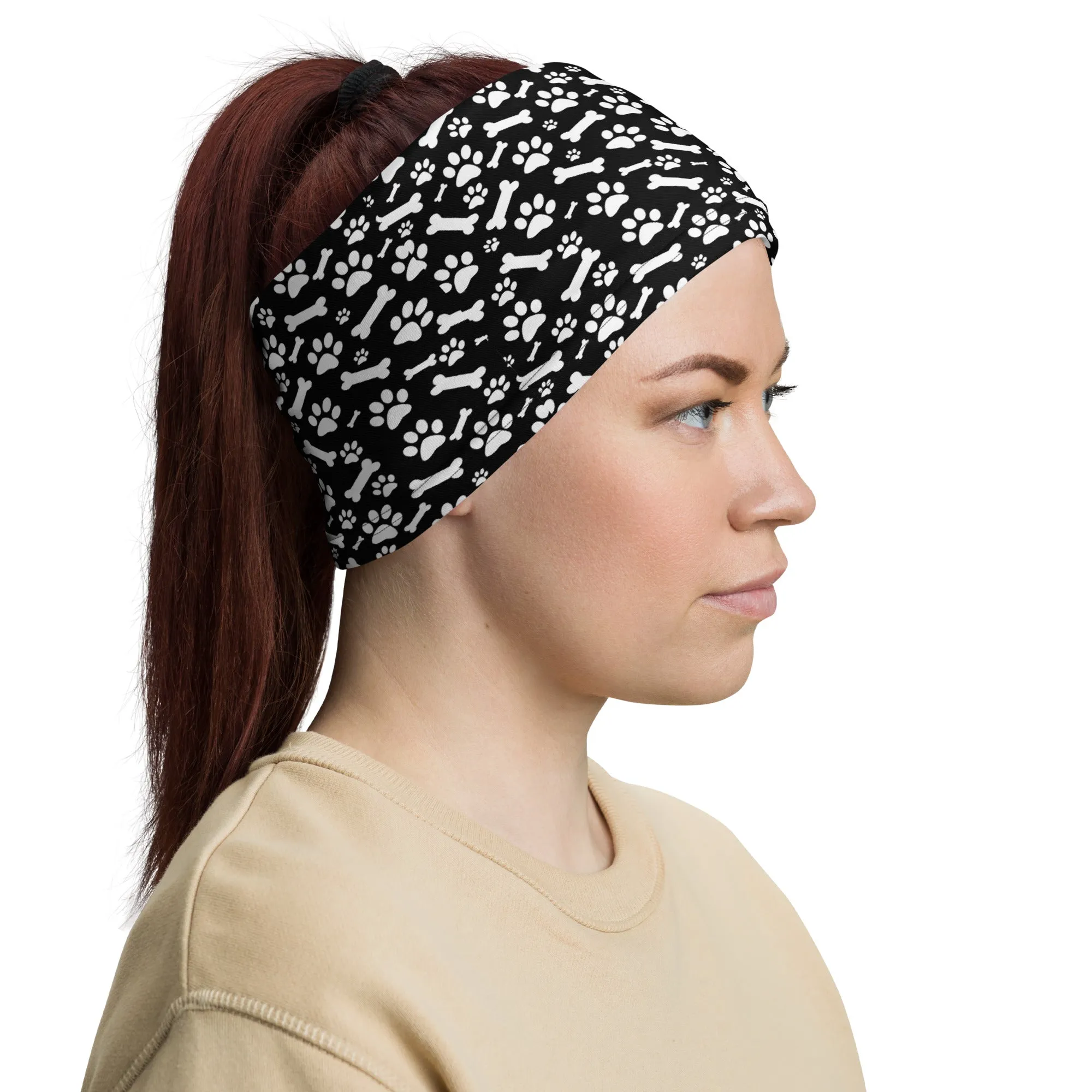 Black and White Paws Neck Gaiter