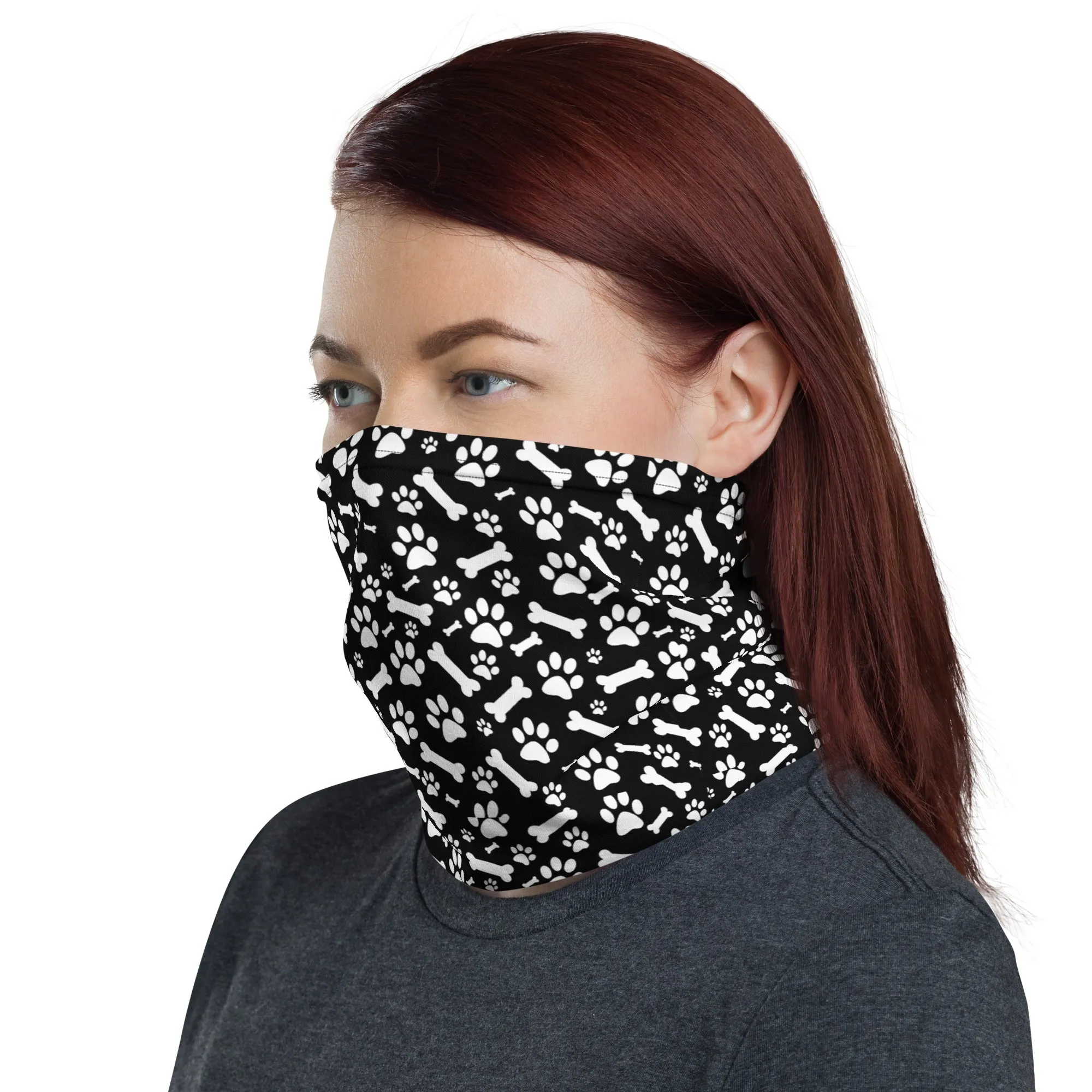 Black and White Paws Neck Gaiter