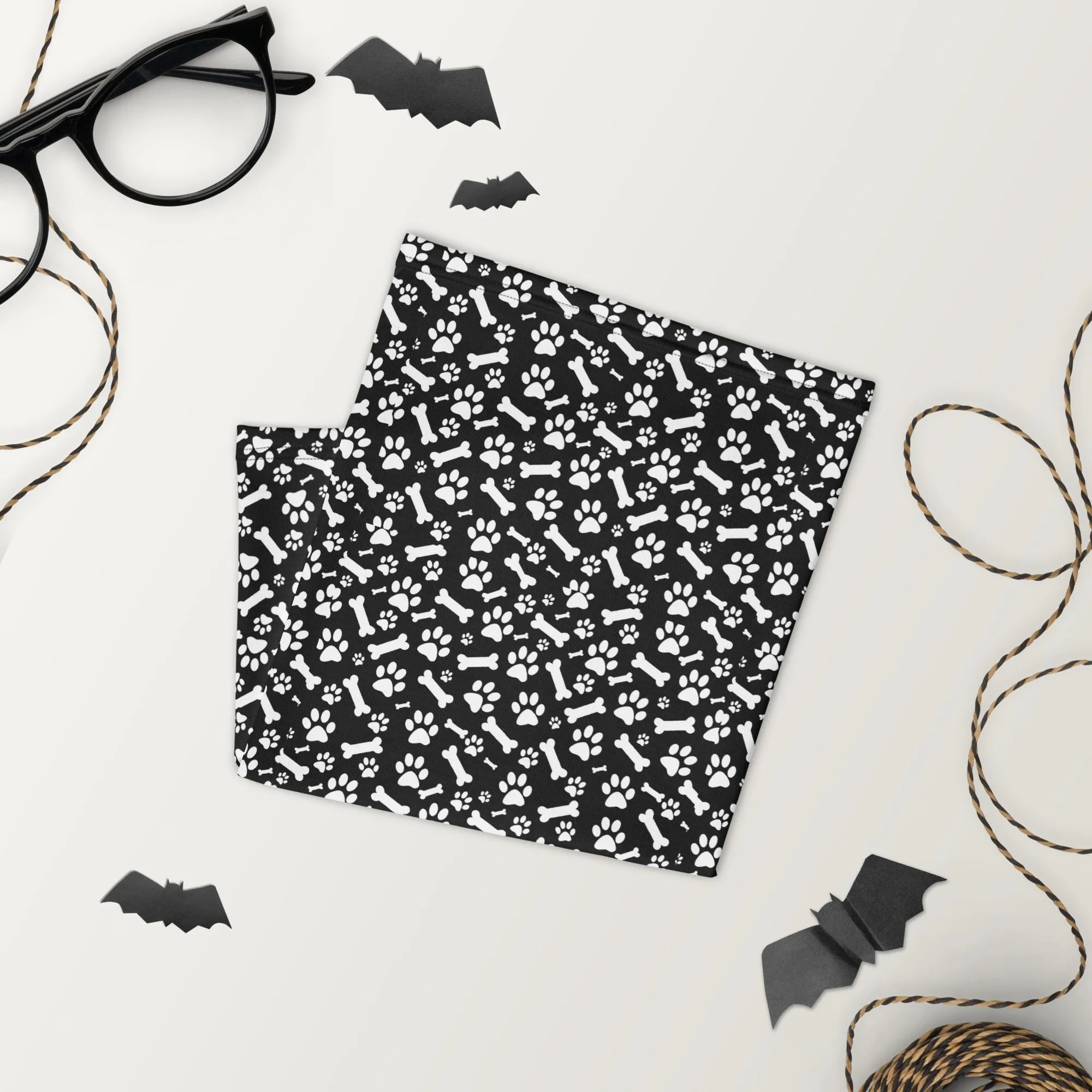 Black and White Paws Neck Gaiter
