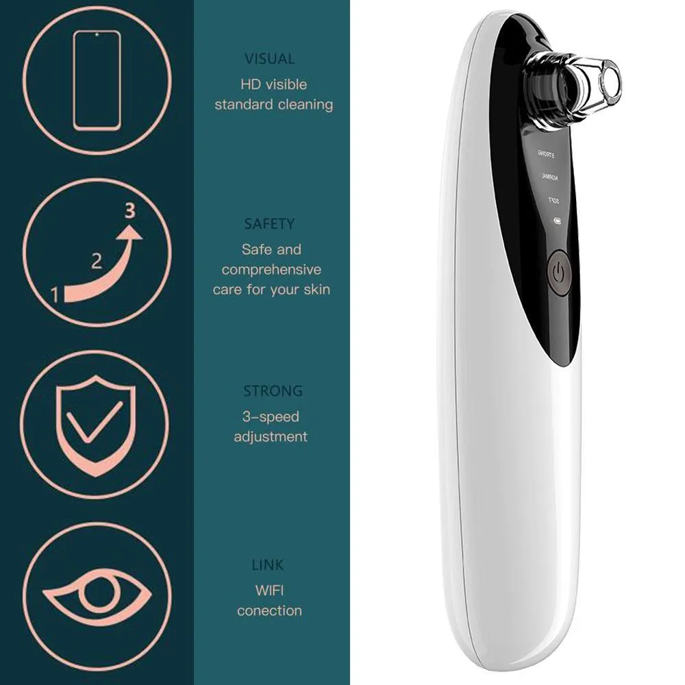 Blackhead Remover Vacuum with WiFi Camera, x10 Zoom Microscope Facial Tools with 3 Blackhead Sucker, Electric Blackhead Remover