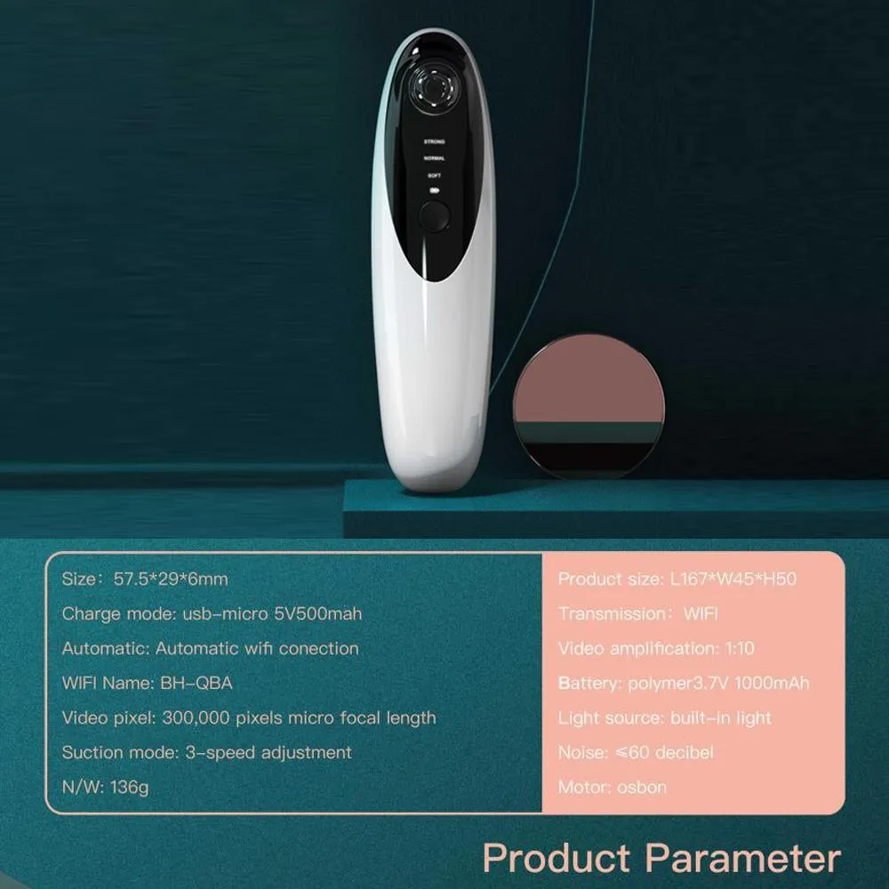 Blackhead Remover Vacuum with WiFi Camera, x10 Zoom Microscope Facial Tools with 3 Blackhead Sucker, Electric Blackhead Remover