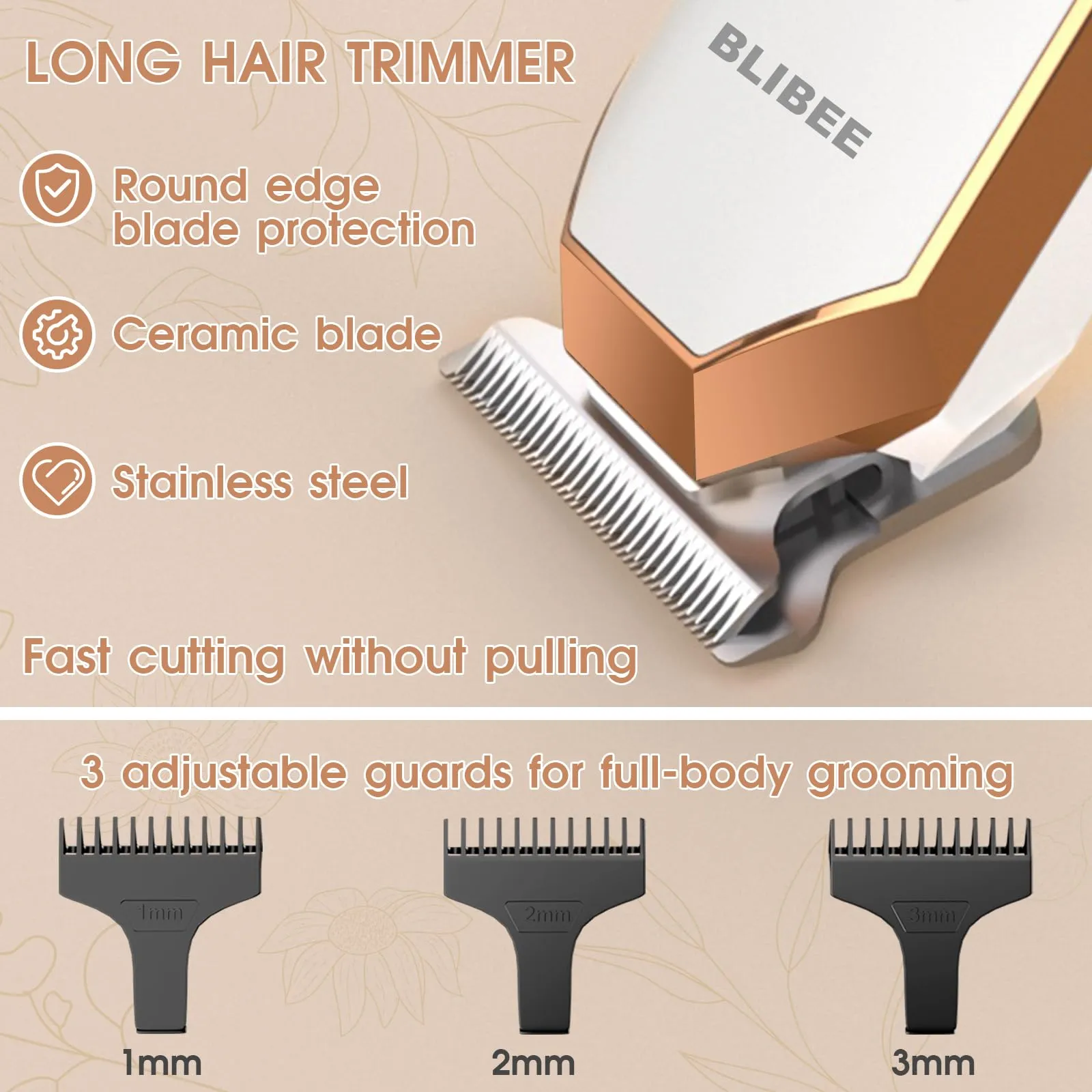 BLIBEE Bikini Trimmer & Hair Clippers for Women - Waterproof Electric Razor and 4 in 1 Bikini Shaver Set, Deluxe Hair Trimmer, Wet/Dry Body Shaver for Nose Eyebrows Beard Pubic Hair, White