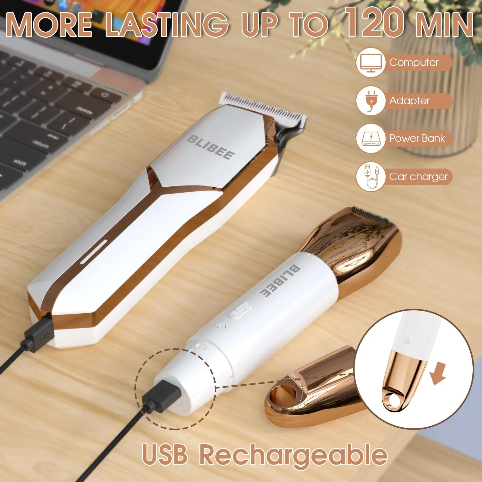 BLIBEE Bikini Trimmer & Hair Clippers for Women - Waterproof Electric Razor and 4 in 1 Bikini Shaver Set, Deluxe Hair Trimmer, Wet/Dry Body Shaver for Nose Eyebrows Beard Pubic Hair, White