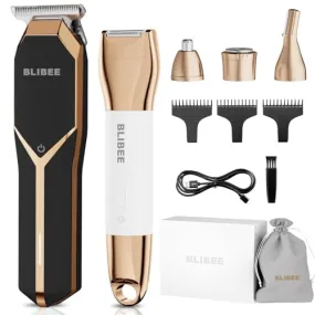 BLIBEE Groin Hair Trimmer for Men ，Waterproof Electric Shaver and 4 in 1 Mens Grooming Set, Deluxe Body Shaver Groomer, Wet/Dry Body Shaver for Nose Eyebrows Beard Pubic Hair, Black