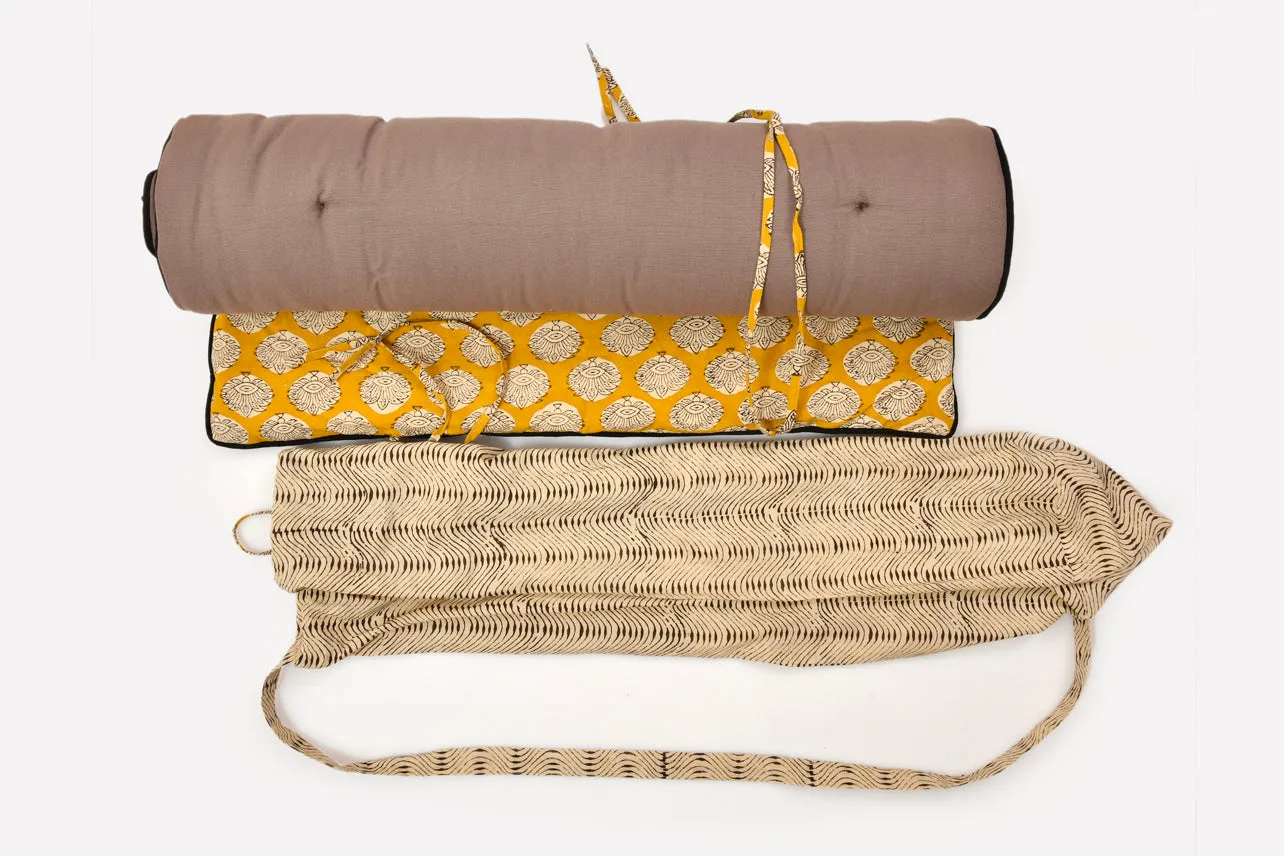 Block Print Restorative Yoga Mat with Towel and Carrying Case