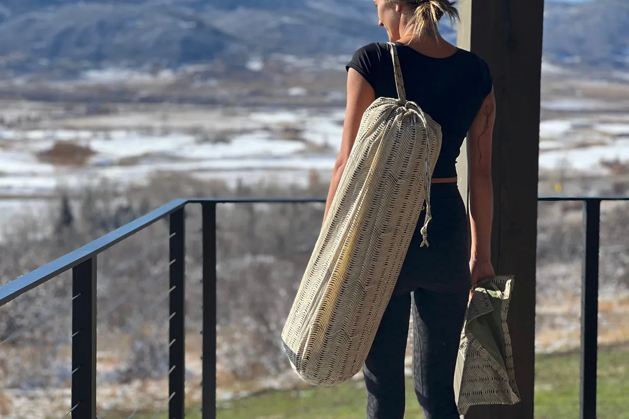 Block Print Restorative Yoga Mat with Towel and Carrying Case