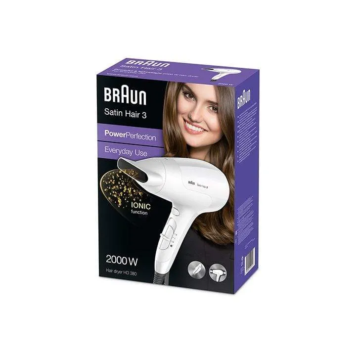 BRAUN - Hair Dryer Satin Hair HD380 MN White Box