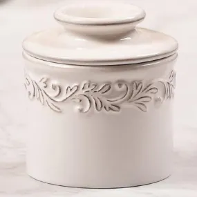 Butter Bell Crock Antique White Linen