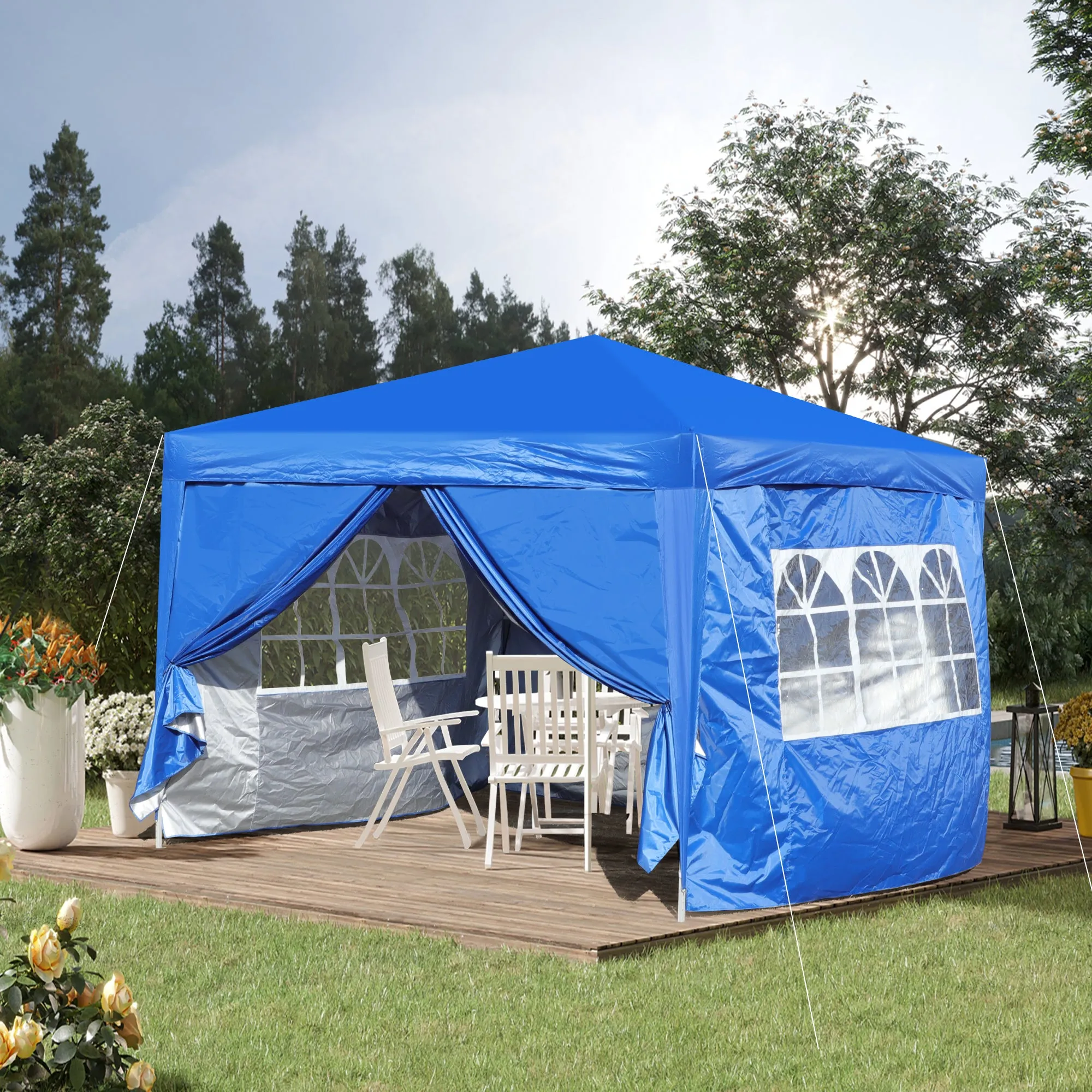 Cami 10 x 10 ft Outdoor Patio Gazebo Canopy Tent - Blue