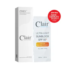 Clair® Skin Solutions PDRN  Regenerative Serum Concentrate 30ml & Ultra-Light Sunblock SPF 50  30ml
