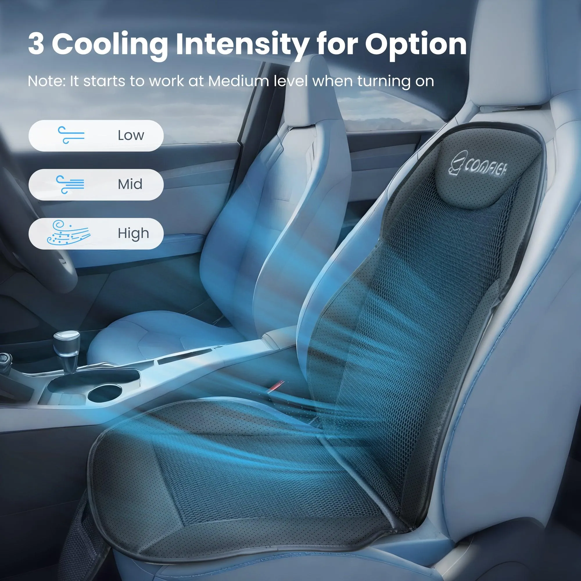 COMFIER Cooling Car Seat Cover Cushion for Car Front Seats, Black 12V Car Seat Cooling Pad - CF-2323