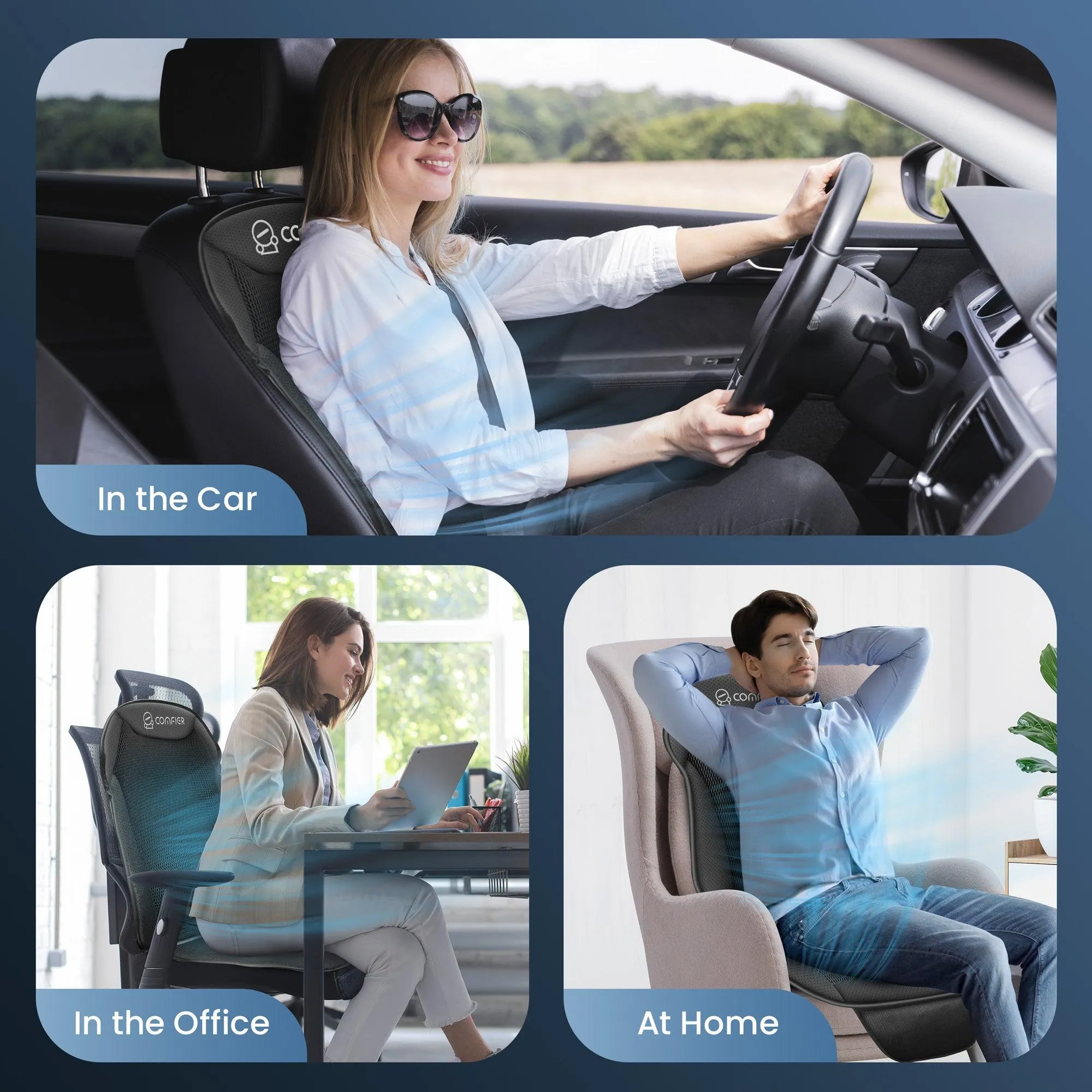 COMFIER Cooling Car Seat Cover Cushion for Car Front Seats, Black 12V Car Seat Cooling Pad - CF-2323